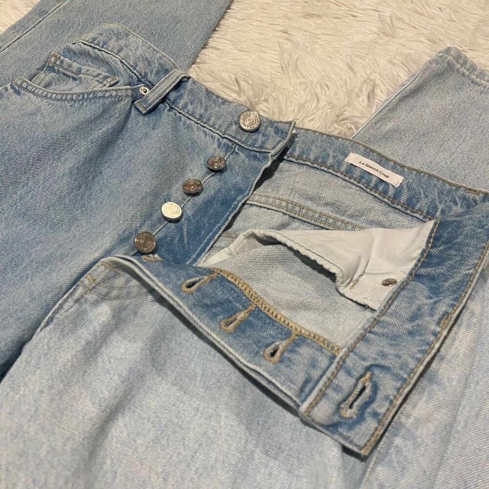 Frame Le Slouch Crop Jeans in Splitscreen Blue Size 27 - Picture 6 of 9
